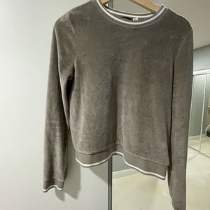 BDG shirt/sweater with a velvet-like texture. Olive color.